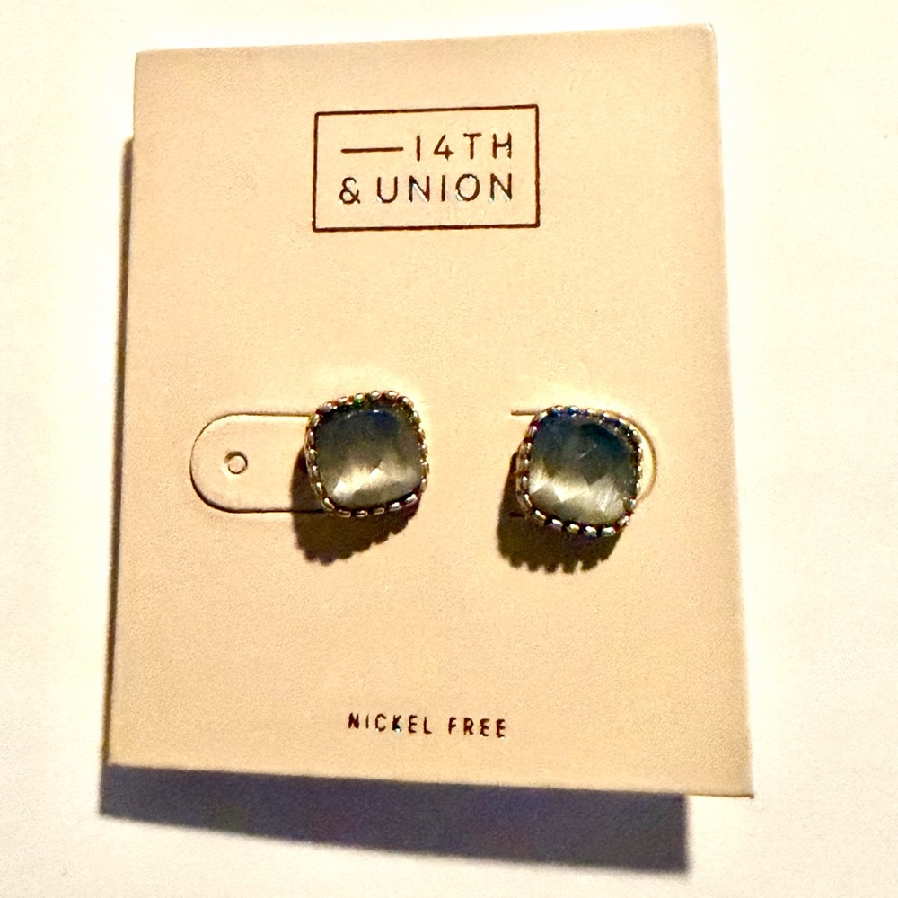 NEW - 14th & Union Gray Square Stud Earrings